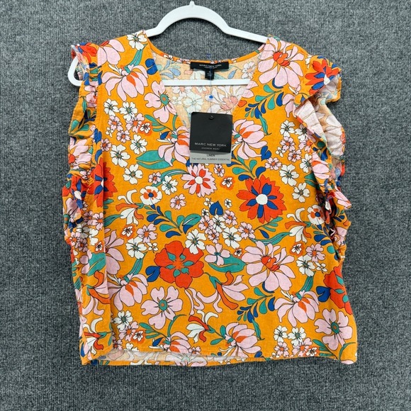 Marc New York Tops - Marc New York Andrew Marc Top Womens XL Floral Linen Blend Garden Summer Resort